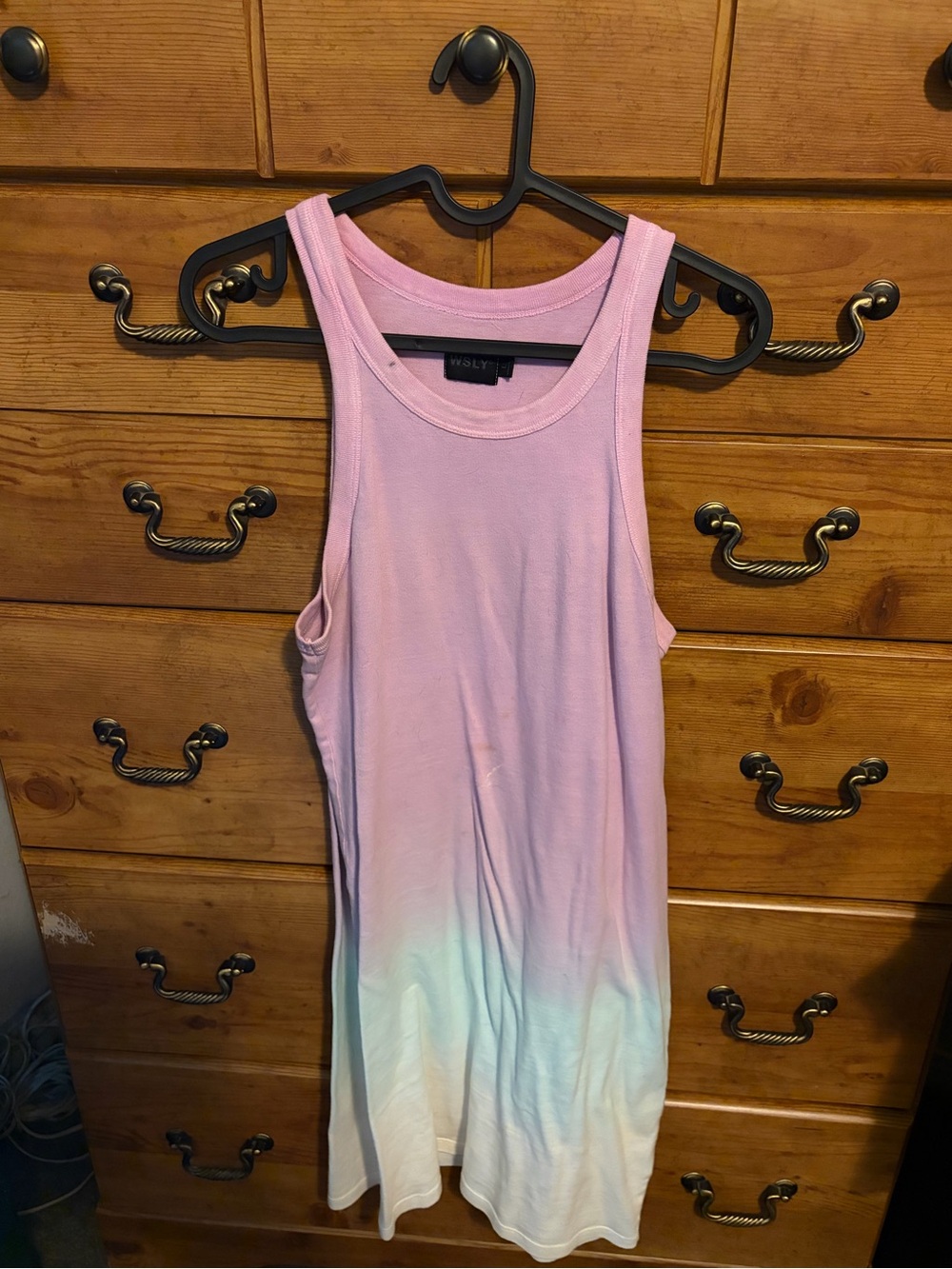 WSLY Pink to Light Blue Ombre Sleeveless Mini Dress
